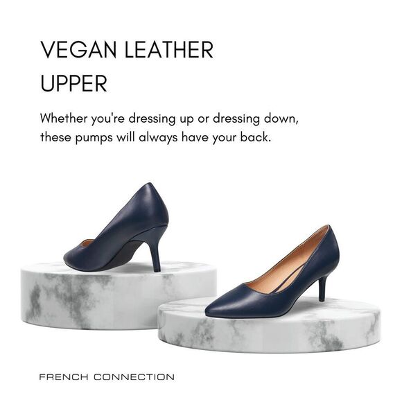 French Connection Kate Mid Heels Pumps Pointy Closed Toe Slip-On Dress Shoes Fo